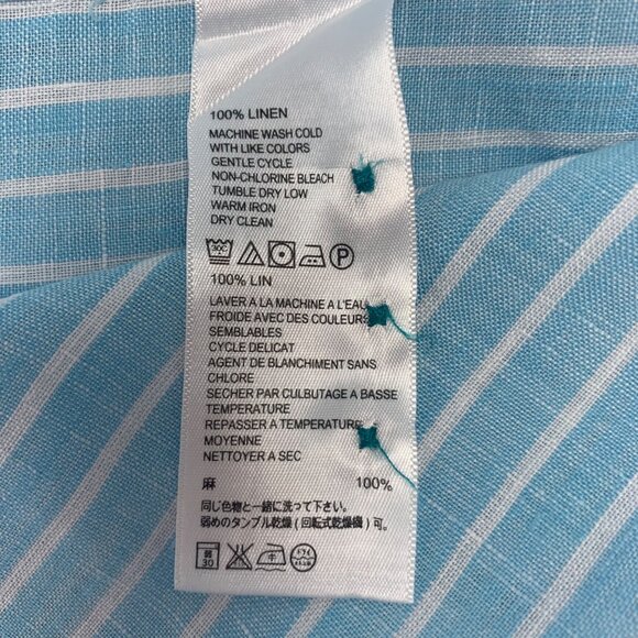 Tommy Bahama Men's Islander Teal Linen Long Sleeve Button Up Size Large Shirt - Picture 8 of 10